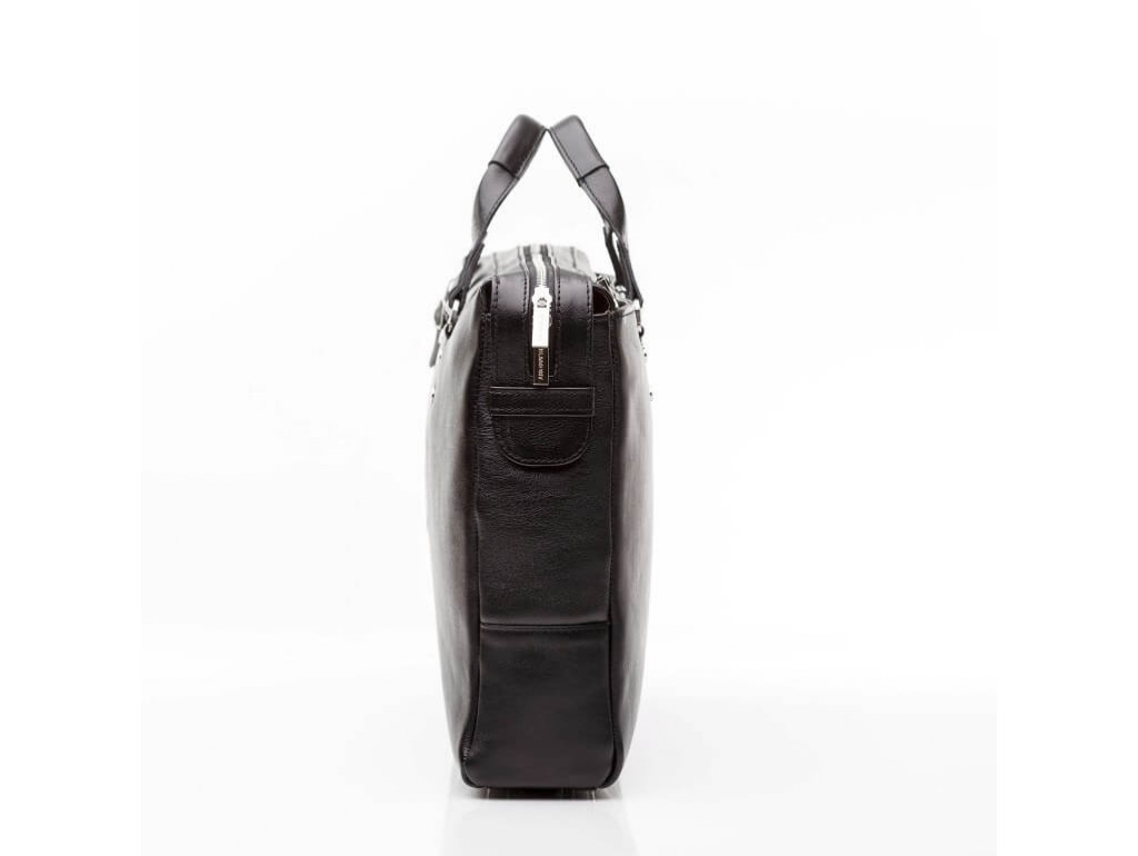 Мужская кожаная деловая сумка из гладкой кожи черная Blamont Bn025A-1 - Royalbag