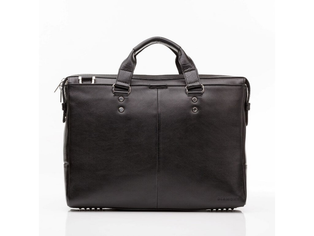 Чоловіча шкіряна ділова сумка з гладкої шкіри чорна Blamont Bn025A-1 - Royalbag