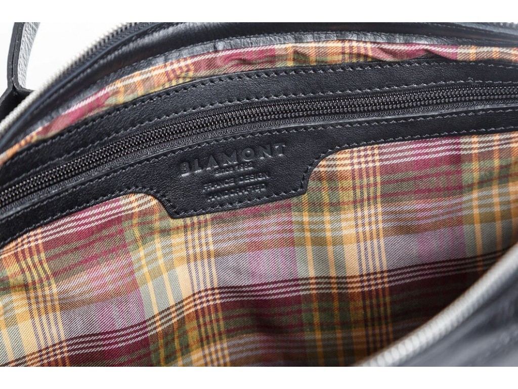 Классическая сумка-портфель черная кожаная Blamont Bn006A - Royalbag
