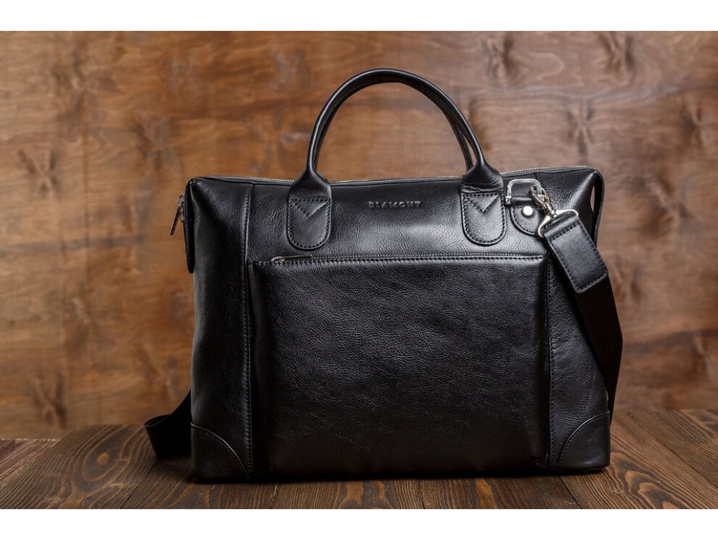 Класична сумка-портфель чорна шкіряна Blamont Bn006A - Royalbag