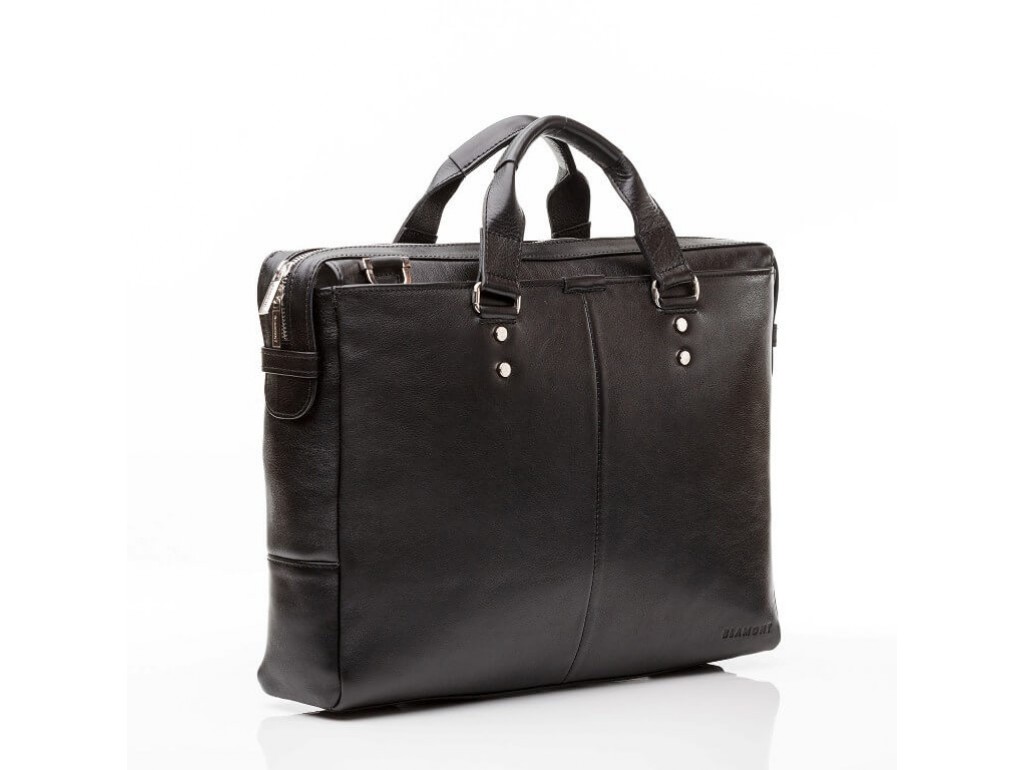 Чоловіча шкіряна ділова сумка з гладкої шкіри чорна Blamont Bn025A-1 - Royalbag