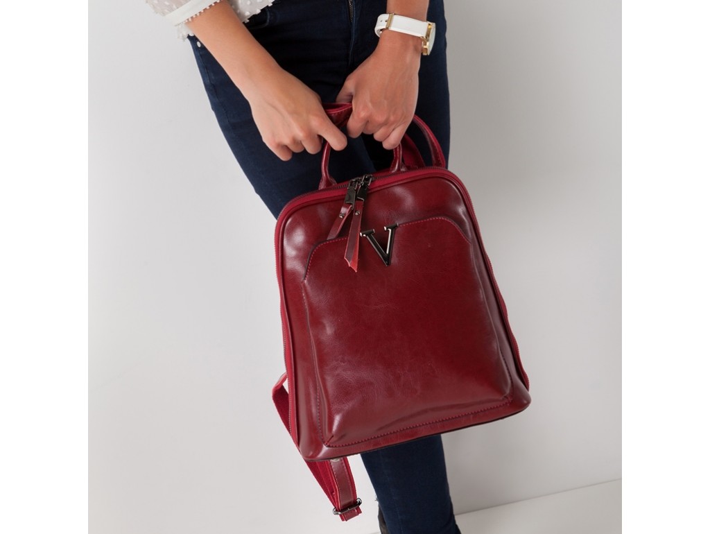 Женский красный рюкзак городского типа Olivia Leather GR3-801R-BP - Royalbag