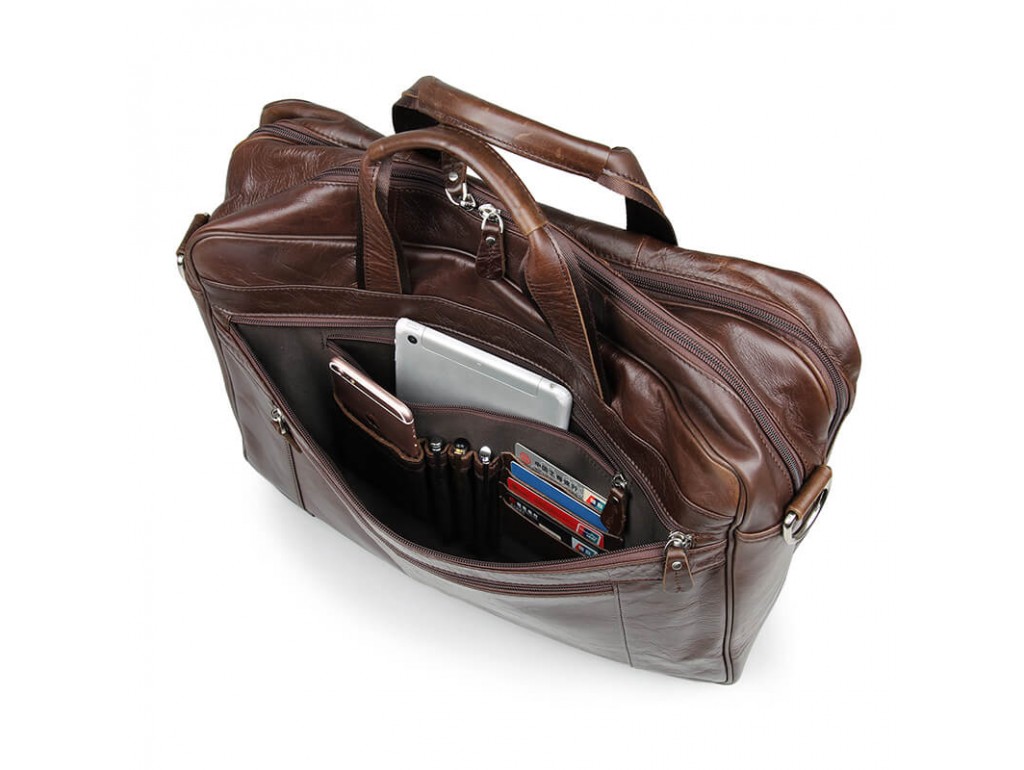 Мужская кожаная сумка для поездок диагональ ноута 17 дюймов Jasper&Maine 7319C - Royalbag