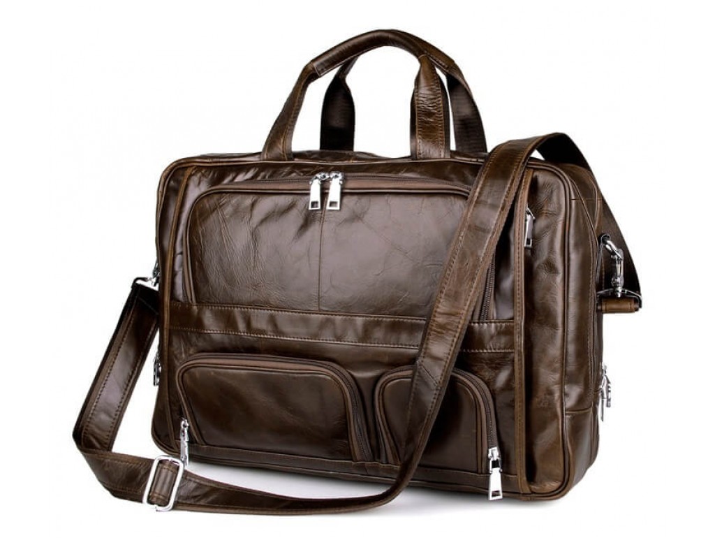 Большая деловая мужская кожаная сумка для поездок Jasper&Maine 7289C - Royalbag Фото 1
