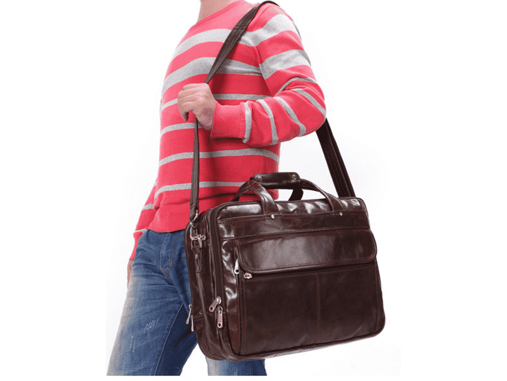 Кожаная сумка-портфель вместительная дорожная Jasper&Maine 7146C - Royalbag