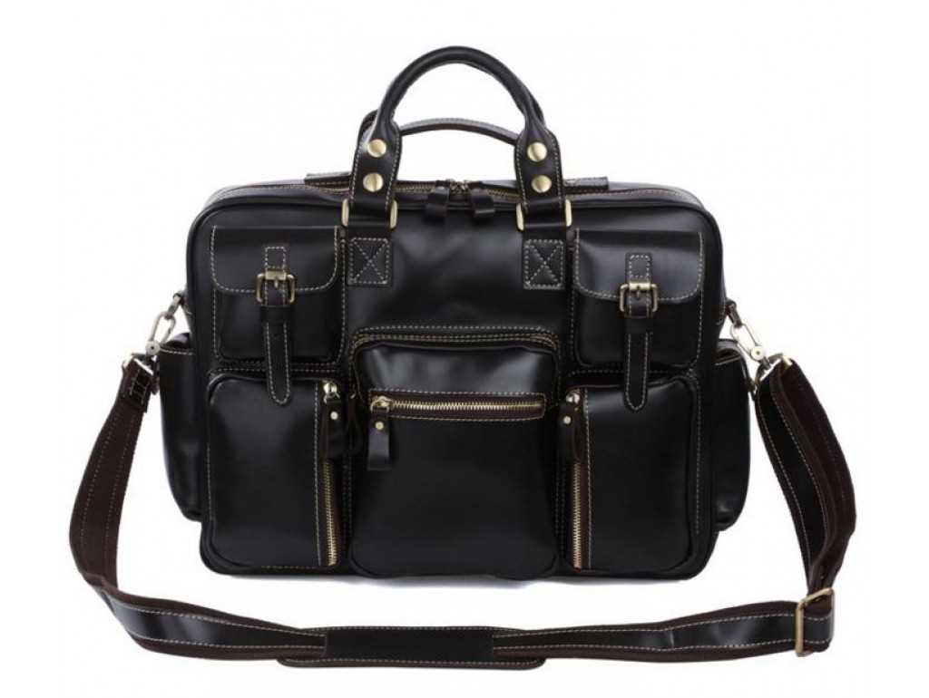 Стильная кожаная сумка, цвет черный, Bexhill 7028A - Royalbag