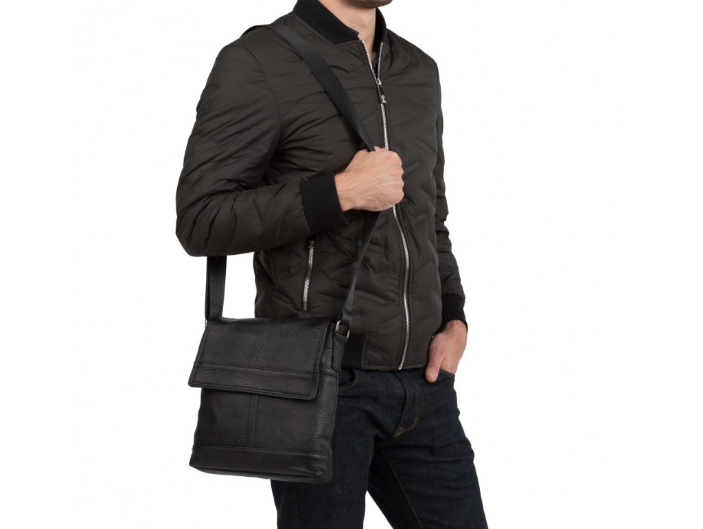 Наплечная мужская сумка кожаная с клапаном Tiding Bag M38-3822A - Royalbag