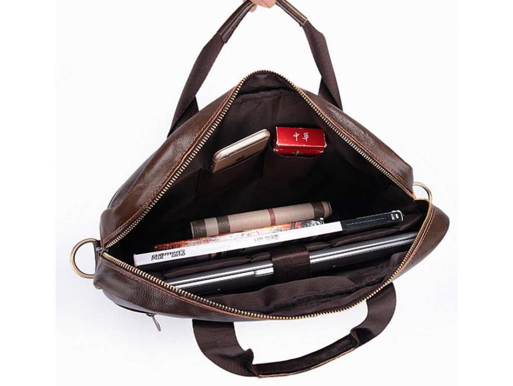Мужская кожаная сумка для документов и ноутбука шоколад Bexhill Bx1128C - Royalbag