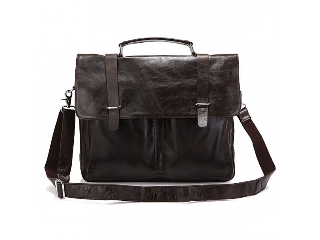 Сумка-портфель мужская кожаная коричневая Tiding Bag 6057J - Royalbag
