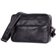 Стильная мужская кожаная сумка через плечо черная Tiding Bag 1026A - Royalbag Фото 2