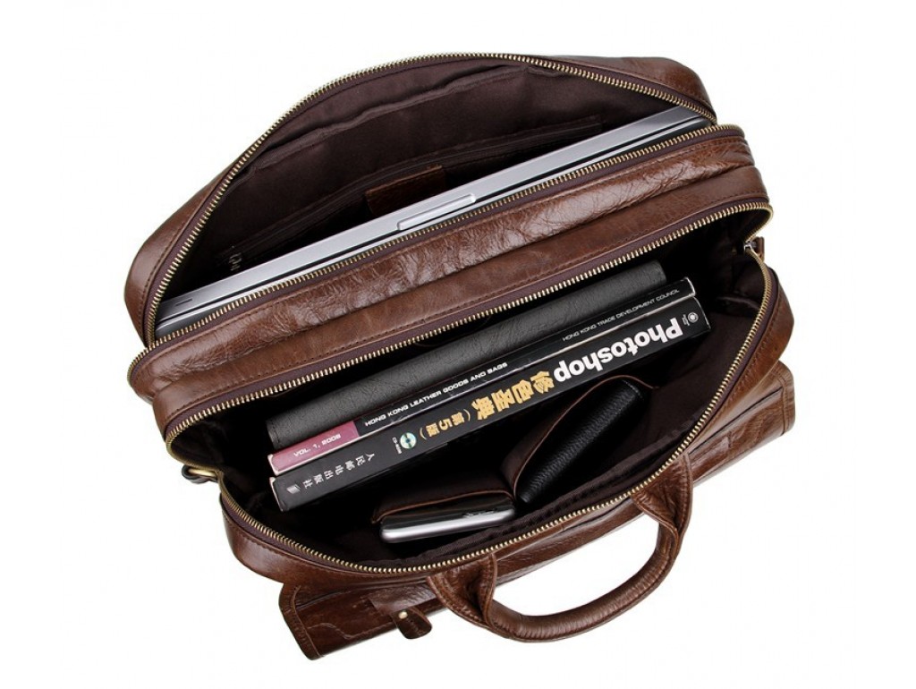 Вместительная мужская кожаная сумка под ноутбук Tiding Bag 7085C - Royalbag