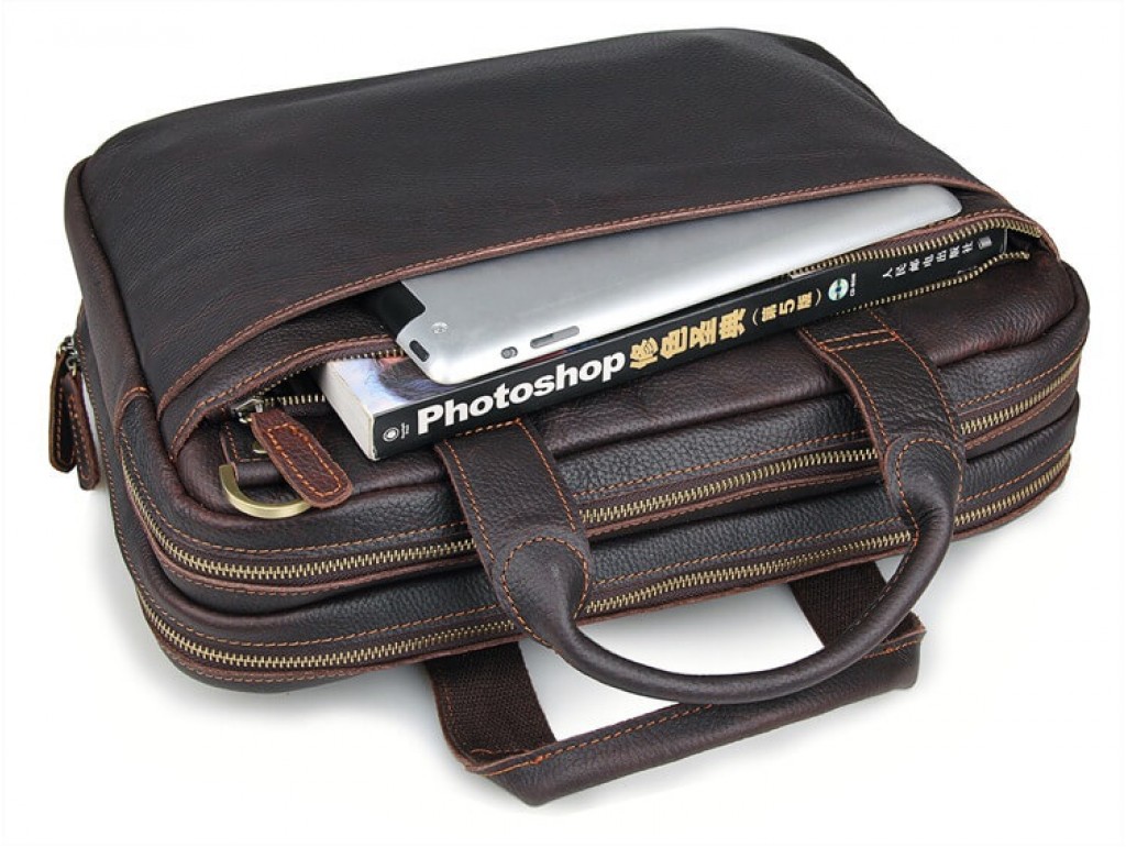 Стильная ділова чоловіча шкіряна сумка для ноутбука і документів Tiding Bag 7092Q - Royalbag