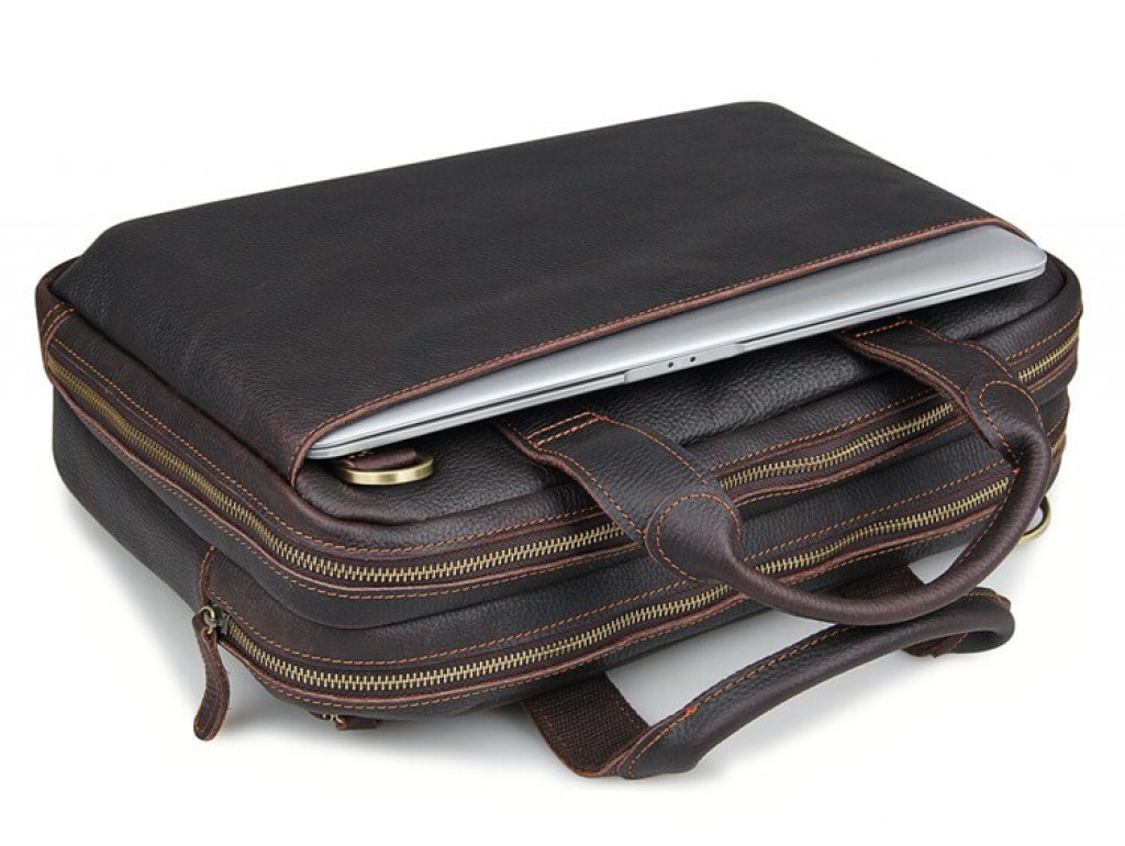 Стильная деловая мужская кожаная сумка для ноутбука и документов Tiding Bag 7092Q - Royalbag