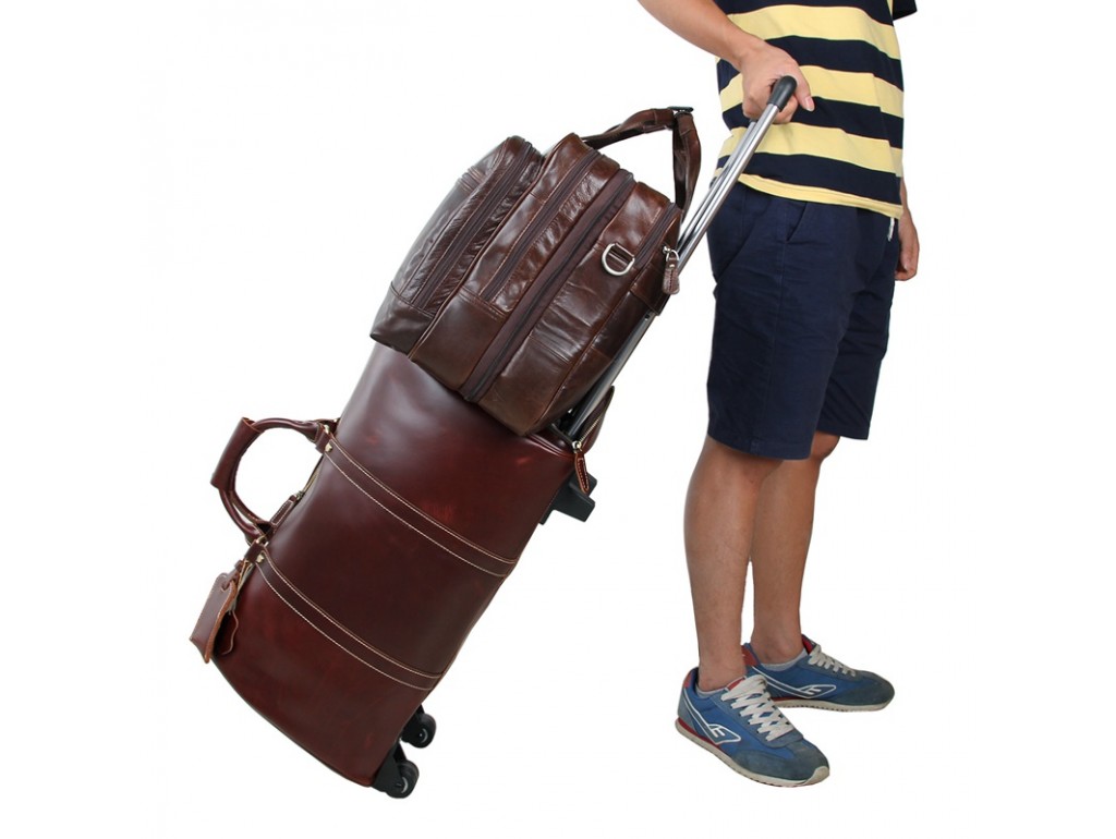 Мужская дорожная деловая кожаная сумка с карманами Tiding Bag 7343C - Royalbag