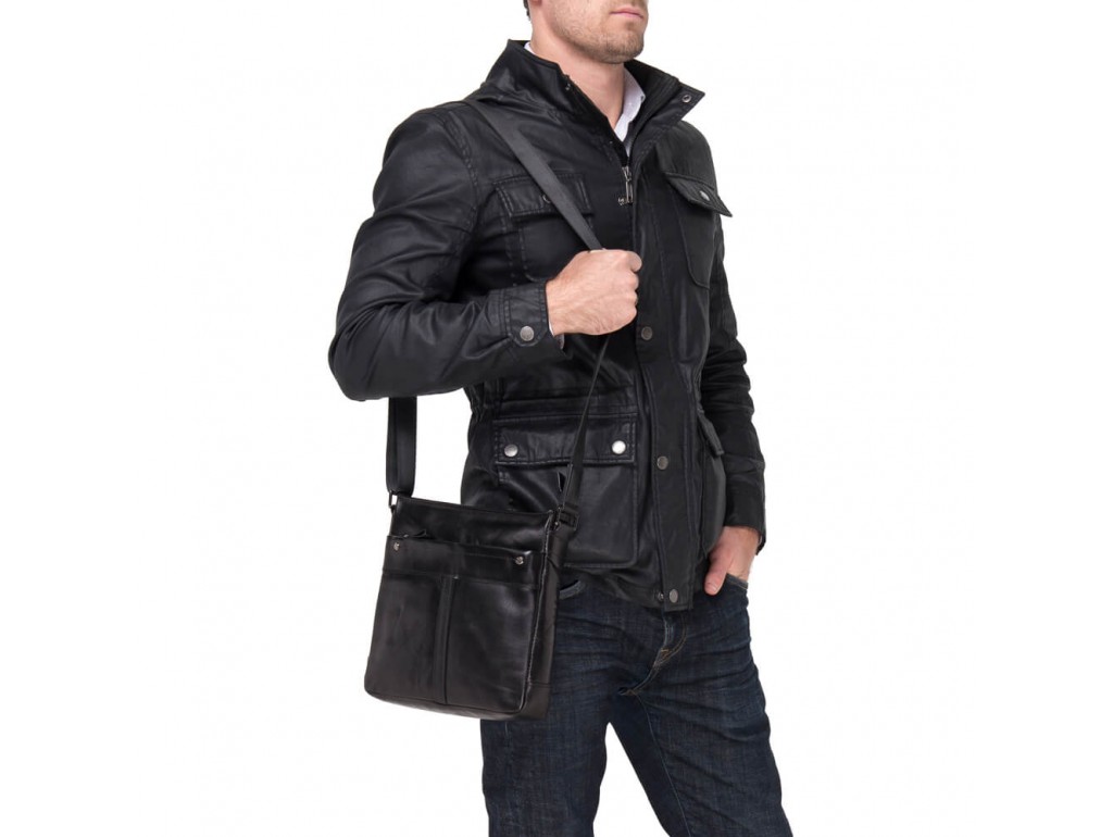 Мужская сумка через плечо из гладкой натуральной кожи Tiding Bag 8030A - Royalbag