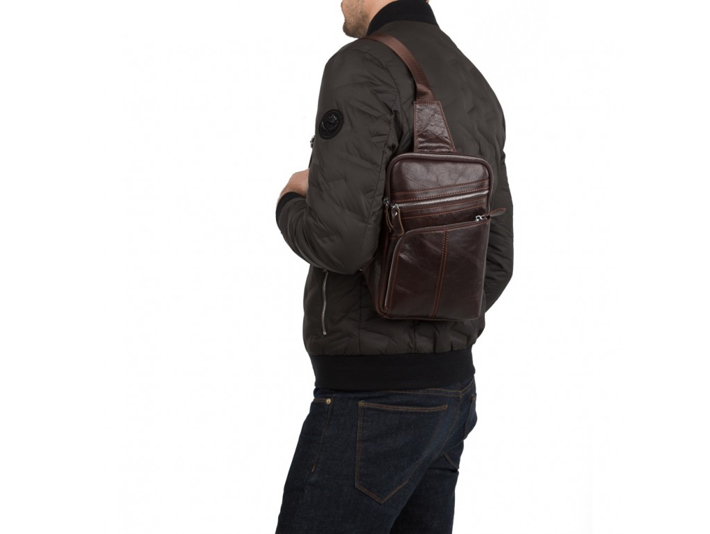 Мужской кожаный слинг на одно плечо Tiding Bag A25-6896C - Royalbag