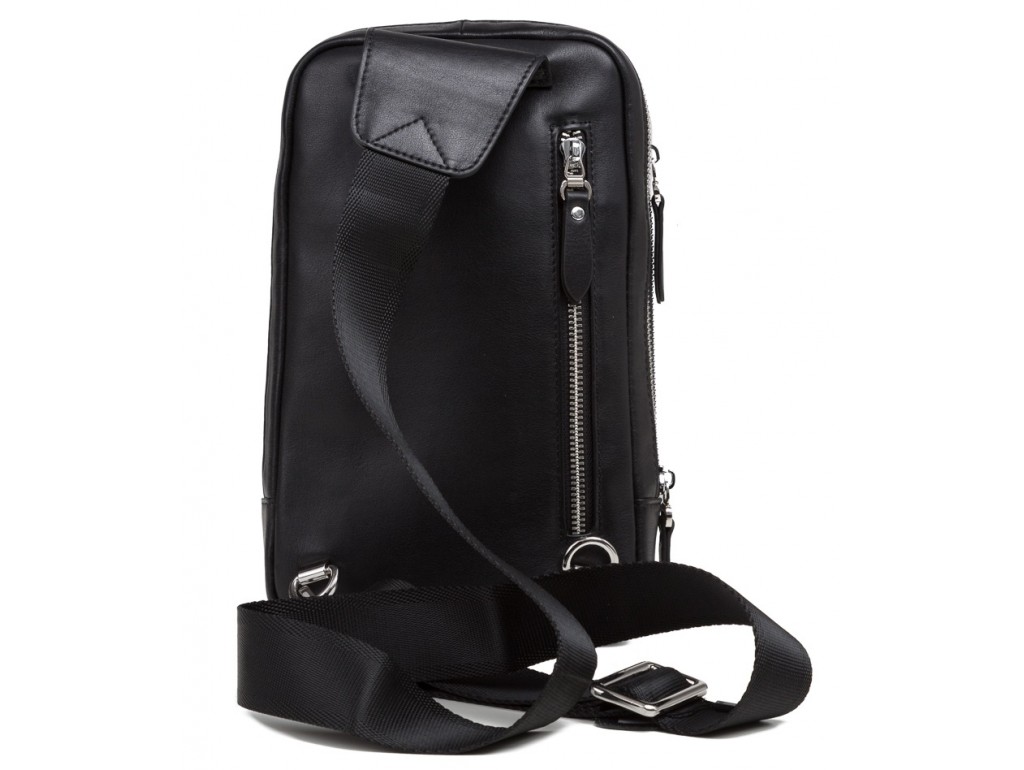 Чоловічий шкіряний рюкзак на одну шлейку чорний Tiding Bag B3-087A - Royalbag