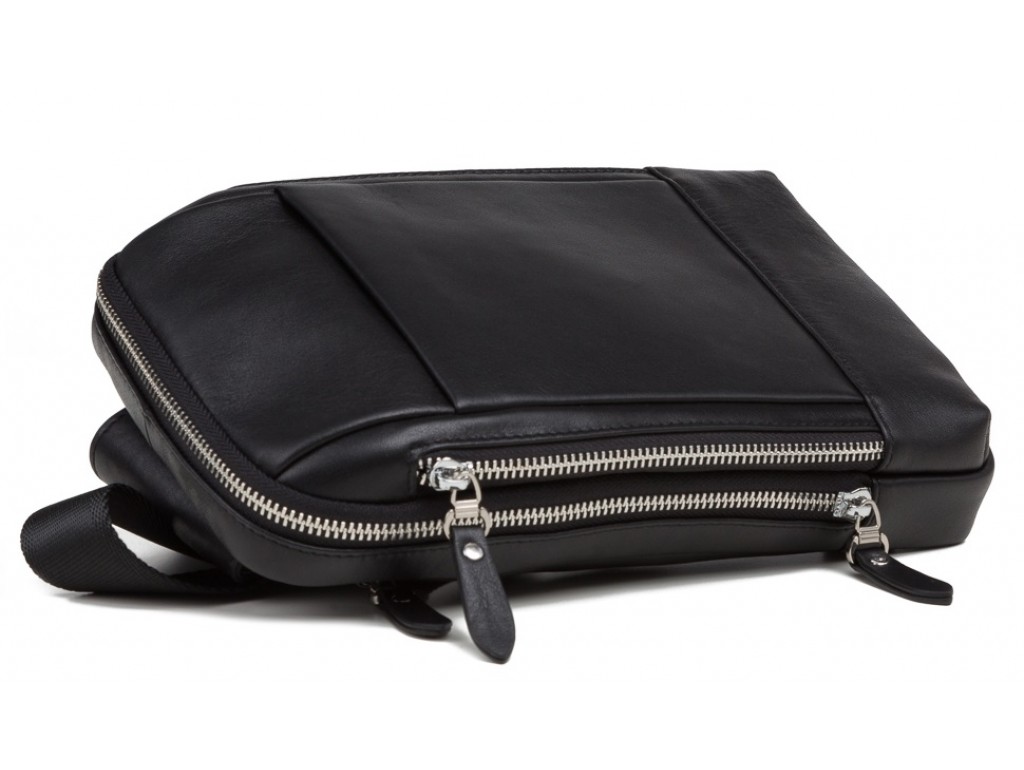 Мужской кожаный рюкзак на одну шлейку черный Tiding Bag B3-087A - Royalbag