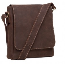 Мужская сумка через плечо из натуральной  кожи  коричневая Tiding Bag G1157DB - Royalbag Фото 2