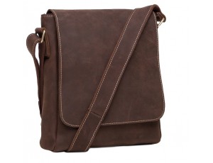 Мужская сумка через плечо из натуральной  кожи  коричневая Tiding Bag G1157DB - Royalbag