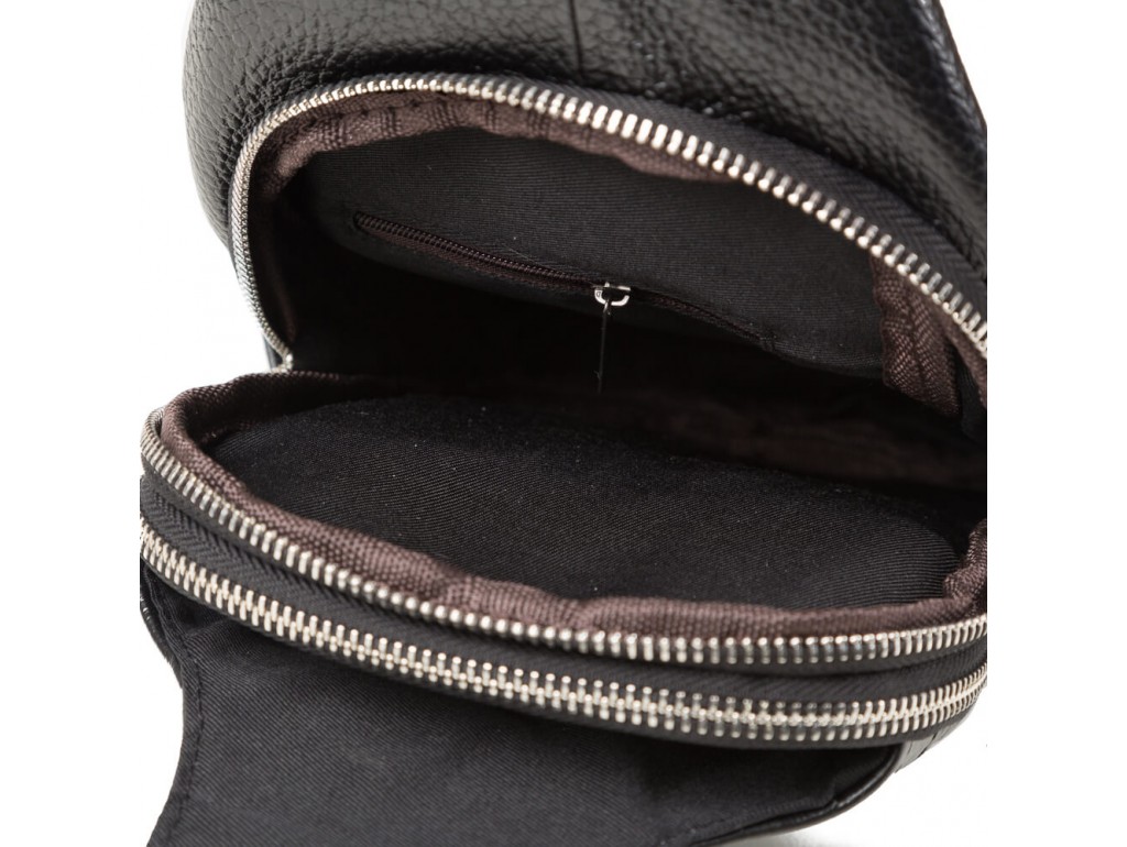 Сумка-мессенджер на грудь мужская кожаная черная Tiding Bag M38-8150A - Royalbag