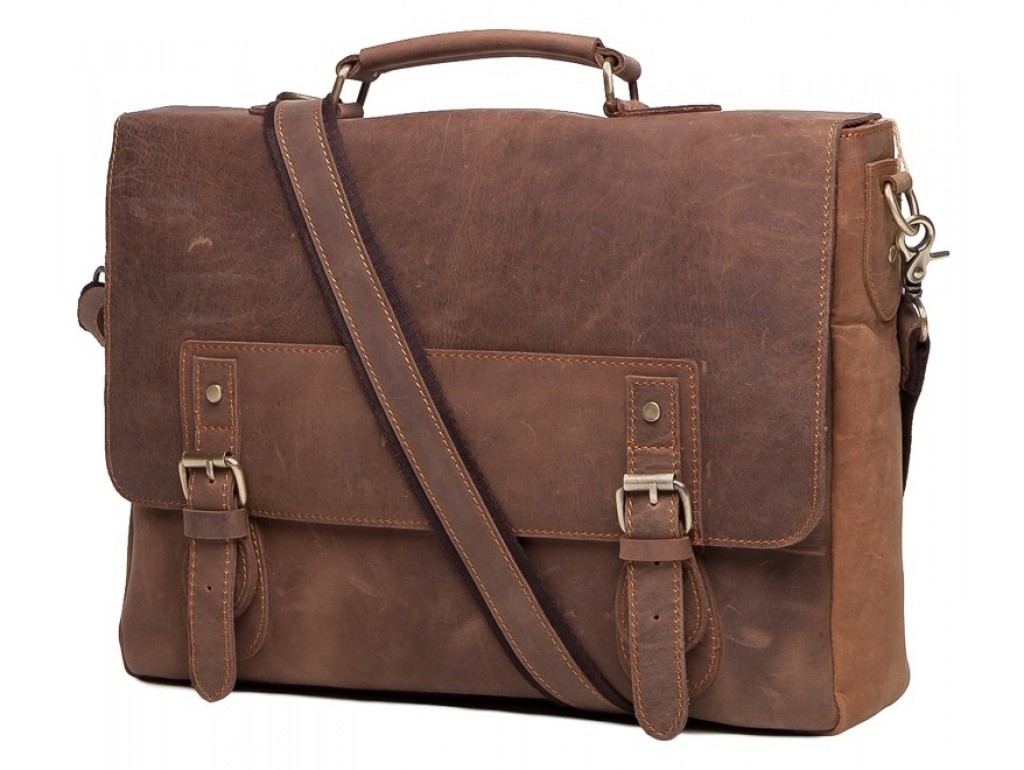 Мужской портфель из натуральной кожи в винтажном стиле Tiding Bag t0002 - Royalbag Фото 1