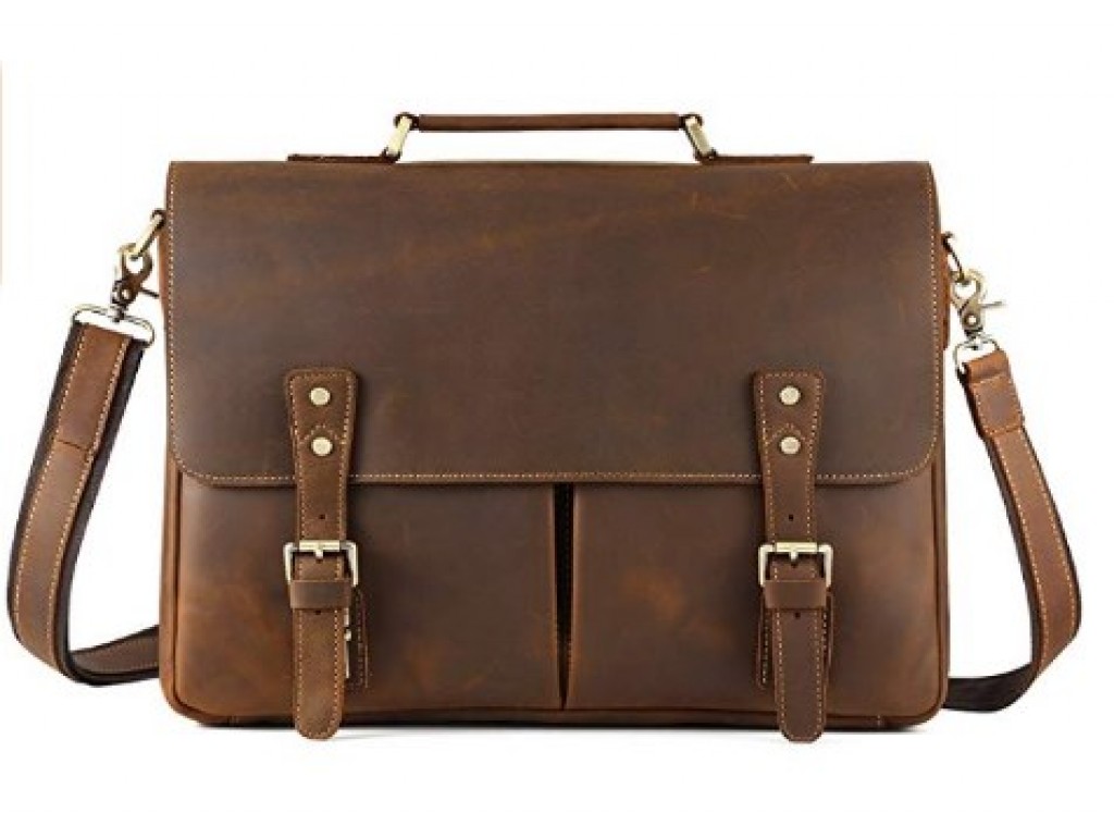 Прочный мужской кожаный портфель с отделом для ноутбука TIDING BAG t0016 - Royalbag