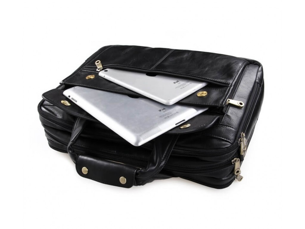 Мужская кожаная сумка-портфель на три отдела для документов и ноутбука Jasper & Maine 7146A - Royalbag