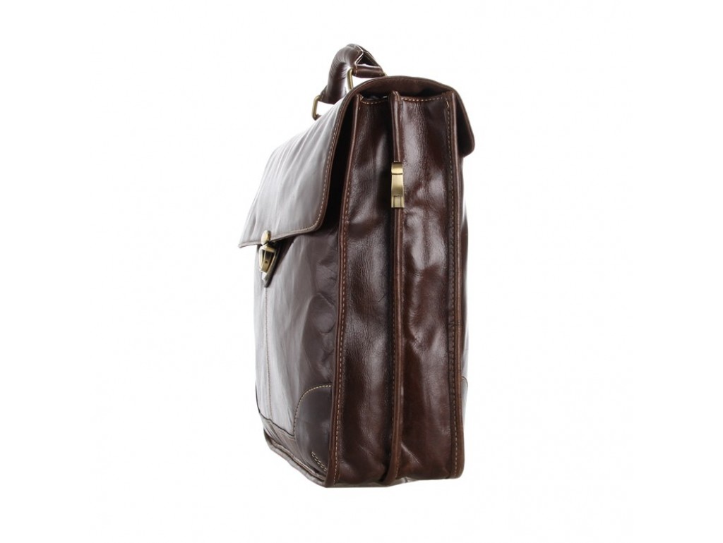 Чоловічий шкіряний портфель з клапаном коричневий Tiding Bag 7091C - Royalbag