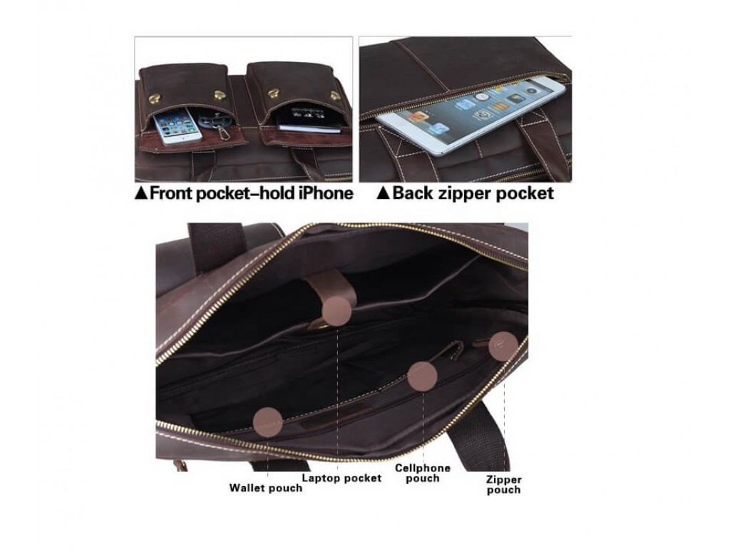 Мужской кожаный портфель TIDING BAG T1123 - Royalbag