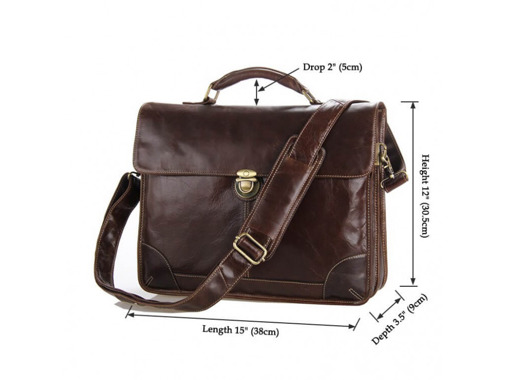 Чоловічий шкіряний портфель з клапаном коричневий Tiding Bag 7091C - Royalbag