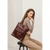 Кожаная женская сумка шоппер Бэтси с карманом бордовая Краст - Royalbag Фото 5