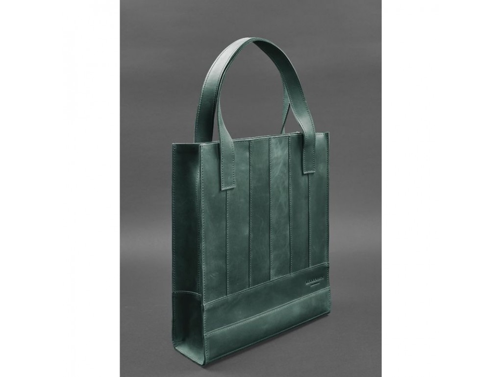 Кожаная женская сумка шоппер Бэтси зеленая - Royalbag