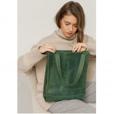 Кожаная женская сумка шоппер Бэтси зеленая - Royalbag Фото 2