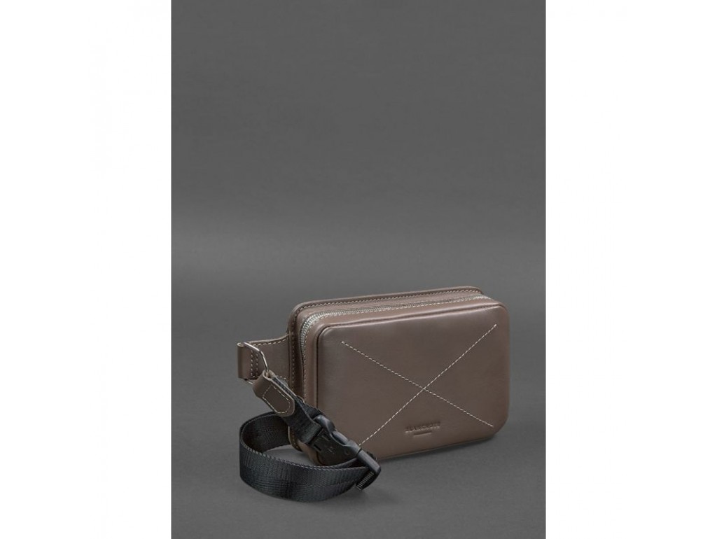 Кожаная поясная сумка Dropbag Mini темно-бежевая - Royalbag