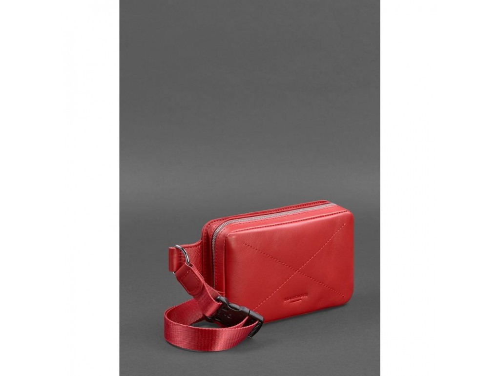 Кожаная женская поясная сумка Dropbag Mini красная - Royalbag
