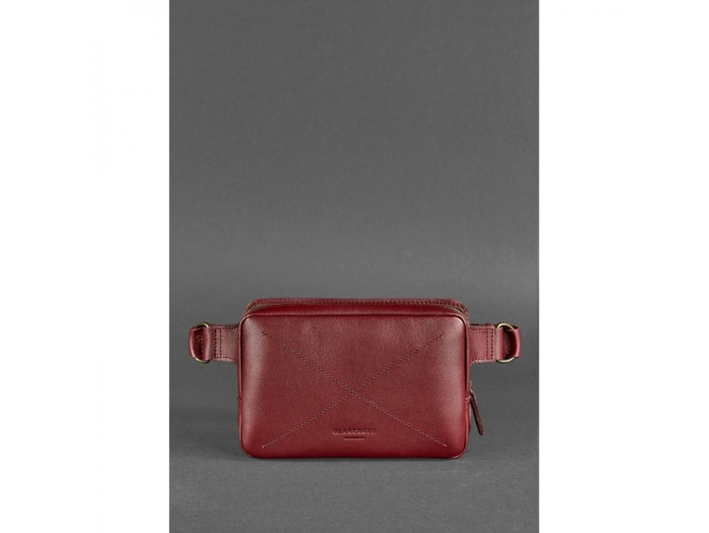 Кожаная поясная сумка Dropbag Mini Krast бордовая - Royalbag