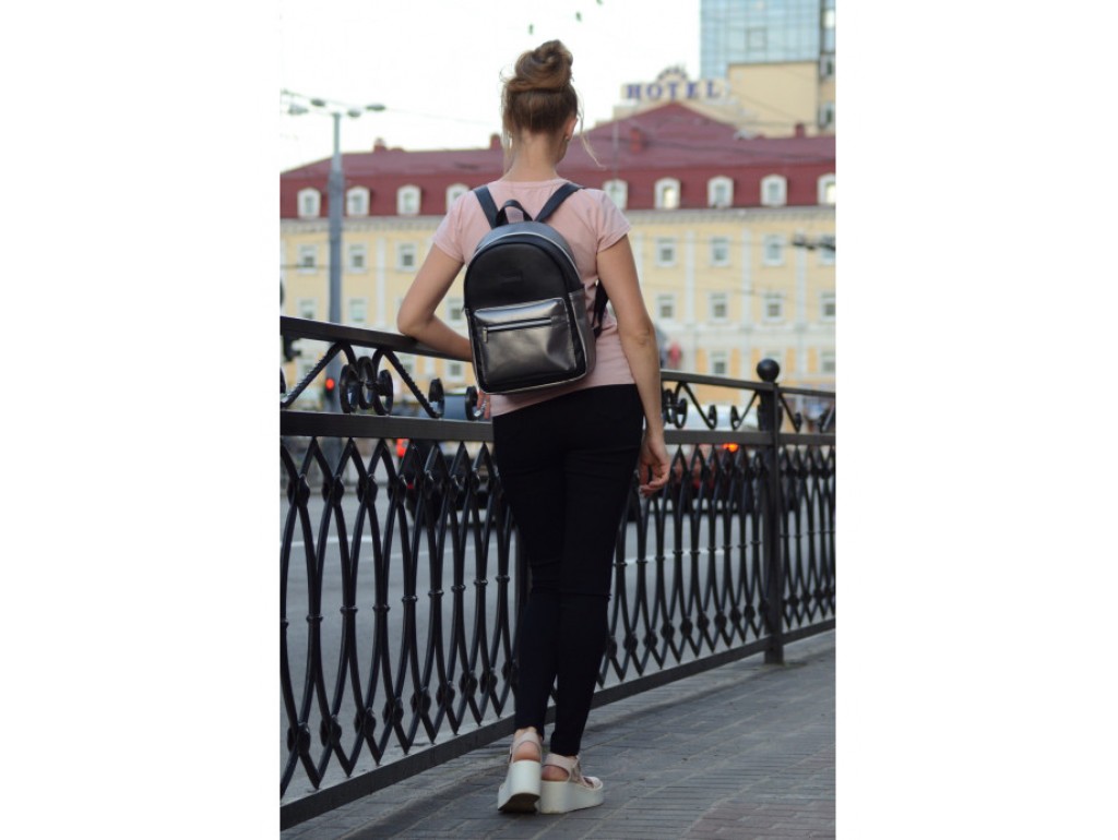 Женский рюкзак Sambag Talari LSSP комбинация черного с серебром - Royalbag