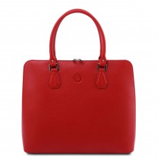 TL141809 Magnolia - Красная женская кожаная деловая сумка от Tuscany (Италия) - Royalbag Фото 2