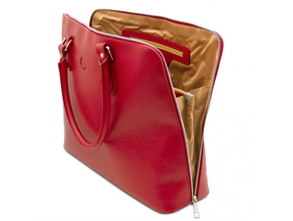 TL141809 Magnolia - Красная женская кожаная деловая сумка от Tuscany (Италия) - Royalbag
