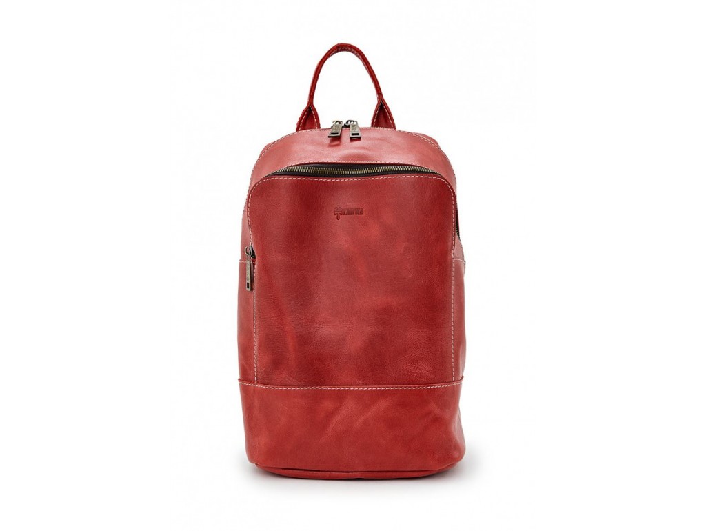Женский красный кожаный рюкзак TARWA RR-2008-3md среднего размера - Royalbag