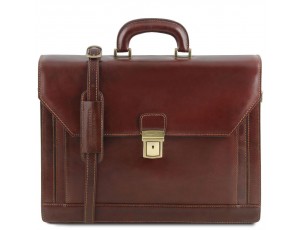 NAPOLI - Кожаный мужской портфель на два отделения Tuscany Leather TL141348 (Brown - коричневый) - Royalbag
