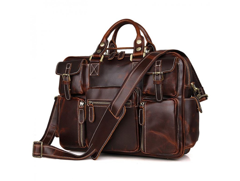 Вместительная кожаная мужская сумка для ноутбука JD7028C John McDee - Royalbag Фото 1