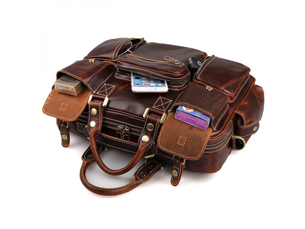 Вместительная кожаная мужская сумка для ноутбука JD7028C John McDee - Royalbag
