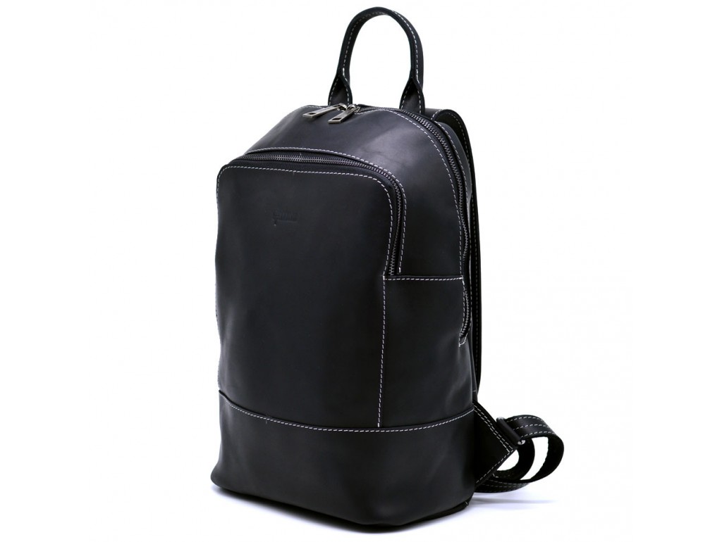 Женский черный кожаный рюкзак TARWA RA-2008-3md среднего размера - Royalbag Фото 1