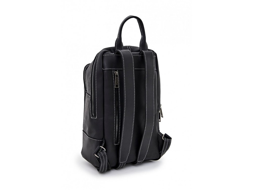 Женский черный кожаный рюкзак TARWA RA-2008-3md среднего размера - Royalbag