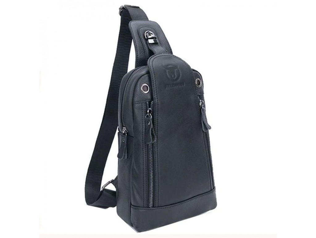 Мини-рюкзак кожаный на одно плечо T1337 BULL черный - Royalbag Фото 1