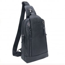 Мини-рюкзак кожаный на одно плечо T1337 BULL черный - Royalbag Фото 2