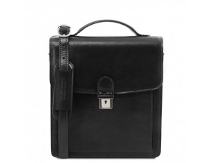 DAVID Мужская кожаная сумка через плечо малого размера, Tuscany TL141425 (Black – черный) - Royalbag