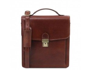 DAVID Мужская кожаная сумка через плечо малого размера, Tuscany TL141425 (Brown - коричневый) - Royalbag